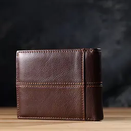 Горизонтальний стильний гаманець з натуральної шкіри Vintage 22888 коричневий - мініатюра 9