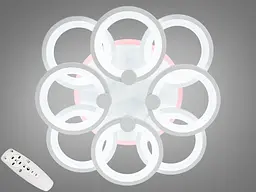 Біла люстра led кільця з дімером та LED підсвічуванням, 150W