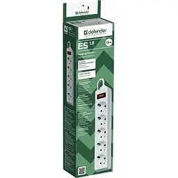 Мережевий фільтр Power filtr 1.8м Defender ES1.8, 5 розеток, білий (994810)