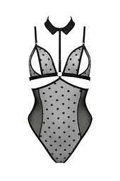 Боді з відкритими грудьми Passion DOMINICA Body XXL/XXXL black комір-чокер корсет - мініатюра 3