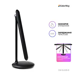 Настільна лампа ColorWay 4W with built-in battery 1800 mAh USB in/out 5V*1A, black (CW-DL02B-B) - мініатюра 5