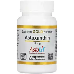 Астаксантин California Gold Nutrition Astaxanthin Astalif Pure Icelandic 12 мг 30 вегетаріанських капсул