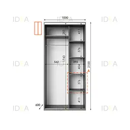 Шафа-купе Idea серія 5 100 x 60 x 210 см Венге темний Дзеркало - мініатюра 2