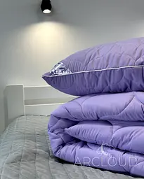 Ковдра зимова ArCloud Floral Lavander 140*205 у сумці + подушка з кантом ArCloud Floral Lavander 50*70 у сумці + постільна білизна LARA бязь полуторна модель на вибір - мініатюра 2