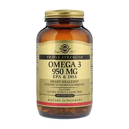 Жирні кислоти Solgar Риб'ячий Жир, Омега 3 (Omega-3 EPA, DHA), 950 мг, Потрійна С (SOL-02058)