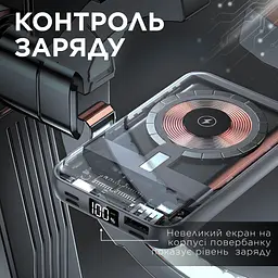 Повербанк 10000 mAh з бездротовою зарядкою USB-С/USB-A/microUSB/Apple Lightning 3 шнури в комплекті Smart X X104 - мініатюра 13