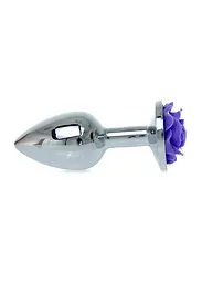 Металева анальна пробка Boss Jewellery Silver Plug Rose 9 см (фіолетовий) - мініатюра 4