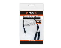 Аудіо-кабель REAL-EL Audio Pro (EL123500039) mini-jack 3.5мм(M)-2xmini-jack 3.5мм(F) 0,2м, чорний - мініатюра 2