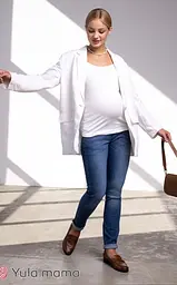 Джинси для вагітних slim fit під животик з лампасами Nicolle S Юла Мама Синій - мініатюра 4