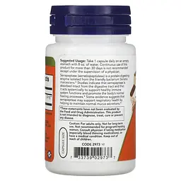 Пробіотики і пребіотики NOW Serrapeptase 60 вегакапсул - мініатюра 3
