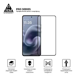 Захисне скло на Motorola G86 Power 5G з олеофобним покриттям, Pro, повне проклеювання, антистатичний і пиловідштовхуючий шар, 9H, самоклеючеся, 2.5D, на весь екран, антистатичний клей, ArmorStandart (ARM86588) - мініатюра 2