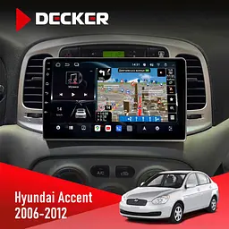Штатна магнітола Hyundai Accent 2006-2012 Decker D9-011 4x64, DSP, 4G, 360 Decker (НФ-00005667)