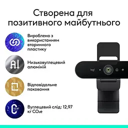 Вебкамера Logitech Brio 4K Ultra HD (960-001723) чорна - мініатюра 9