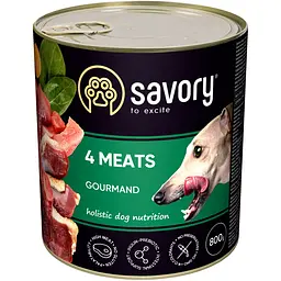 Вологий корм Savory для дорослих собак усіх порід з чотирма видами м'яса 800 г