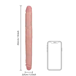Двосторонній фалоімітатор RealRock Double Dong 14", 35.6 см (тілесний) - мініатюра 4