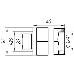 Муфта із внутрішньою різьбою APE 702 L 3/4″x26 000000619 - мініатюра 5