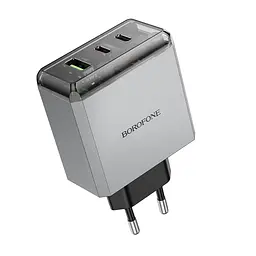 Мережевий зарядний пристрій BOROFONE BN22 Lena PD65W(2C1A) charger(EU) Metal Gray (6941991114601) - мініатюра 6
