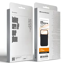 Карбоновый чехол для Apple iPhone 17 Pro, LikeCarbon2 SE MagCase, черный, тонкий защитный чехол-панель из поликарбоната с магнитами N52, MagSafe, противоударный, совместимый с беспроводной зарядкой, приподнятые края для защиты камеры, ArmorStandart (ARM89164) - мініатюра 8