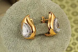 Сережки Xuping Jewelry полум"я з родієм 1,8 см золотисті - мініатюра 2