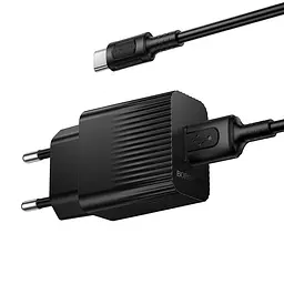 Сітчасте зарядне пристрій з кабелем BOROFONE BAS71A Source single-port charger set(Type-C) Чорний - мініатюра 3