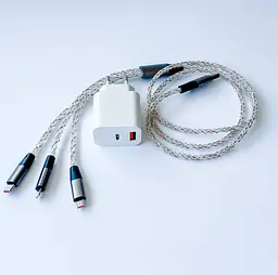 Зарядний пристрій No Brand 3в1 USB to Lightning/Type-c/Micro USB 1 м White (V4T-0031-98)
