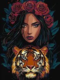 Картина за номерами Дівчина з тигром 30x40 см Ідейка KHO 8481