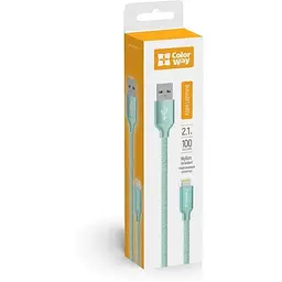 Кабель ColorWay USB - Apple Lightning 2.1А 1м Mint - мініатюра 2