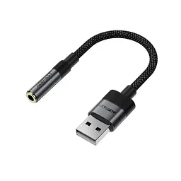 Аудиокабель ACEFAST J13 USB-A to 3.5mm female, nylon braid, 0.15m, Черный