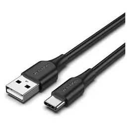 Дата кабель USB 2.0 AM to USB-C 1.5m 3A nylon braided LED black Vention (CTFBG)