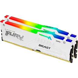 Модуль пам'яті для комп'ютера DDR5 32GB (2x16GB) 5600 MHz FURY Beast White RGB Kingston Fury (ex.HyperX) (KF556C36BWEAK2-32) - мініатюра 2