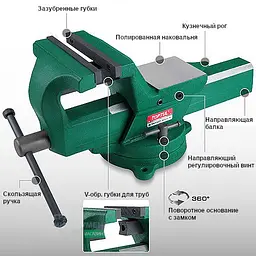 Тиски поворотні ковані 150мм 6" Toptul hoz0007110 - мініатюра 3