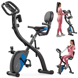 Велотренажер магнітний Hop-Sport HS-3010X Grix X-Bike з еспандерами чорно-синій - мініатюра 7