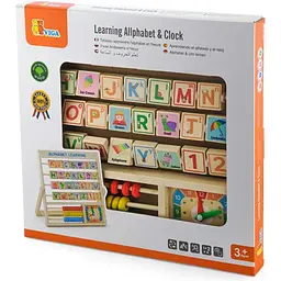 Дерев'яна гра Viga Toys Англійський алфавіт із годинником і рахівницею (50033) - мініатюра 3