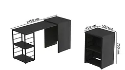 Стіл-тумба трансформер Смарт 2/1 Ferrum-decor 750x1450x500 Чорний метал ДСП Сосна Кембра 16 мм (FRD-105097) - мініатюра 5