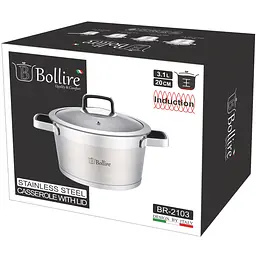 Каструля Bollire Palermo, з кришкою, срібляста, 20 см, 3,1 л (BR-2103) - мініатюра 3