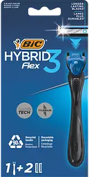 Станок для гоління Bic Flex 3 Hybrid з 2 змінними картриджами