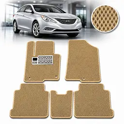 Килимки в салон EVA для Hyundai Sonata YF 2010-2014 з підп'ятником Бежеві 5 шт