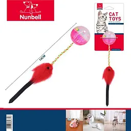 Іграшка для кота Nunbell М'яч із мишкою 14 см - мініатюра 2