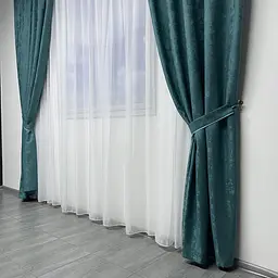 Мармурові жакардові штори бірюзового кольору на тасьмі 2шт. 150х270 ALBO pbe0052502 - мініатюра 6