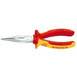 Круглогубці плоскі з ріжучою кромкою Ø2.5мм, 160мм VDE KNIPEX 25 06 160. хромовані