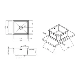 Кухонна мийка Kroner KRP Schwarze - 4843HM PVD (3,0/1,0 мм) (CV022792) - мініатюра 10