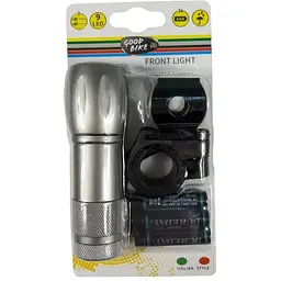 Ліхтарик на батарейках світлодіодний Good Bike Torch 9 9 LED водостійкий сріблястий (94308-IS) - мініатюра 5