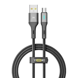 Кабель для заряджання та обміну даними USB Yoki YK-LE17 LED Series USB/MicroUSB 60W 3A/20V 1.2 m Black