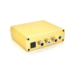 Активний конвертер Veggieg F102 із цифрового (SPDIF) в аналоговий (RCA) аудіо сигнал, регулювання звуку, Gold - мініатюра 2