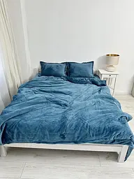 Постільна білизна плюшева двоспальне Dushka Home 20825 180х215 см синя - мініатюра 3
