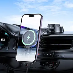 Автотримач Hoco HW25 магнітний з бездротовою зарядкою чорний - мініатюра 2