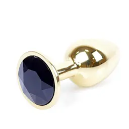 Анальна пробка - Jewellery Gold Plug Black - мініатюра 3