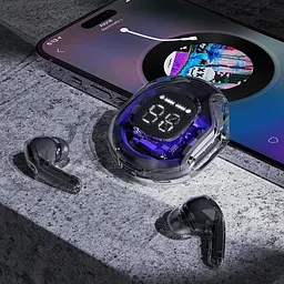 Навушники бездротові з мікрофоном та зарядним боксом чорні Ultrapods PRO - мініатюра 6