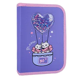 Шкільний пенал твердий одинарний з двома клапанами Yes Purr Meow HP-04