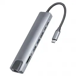Хаб концентратор 8 до 1 USB Type-C перехідник HDMI SD TF RJ45  - мініатюра 4
